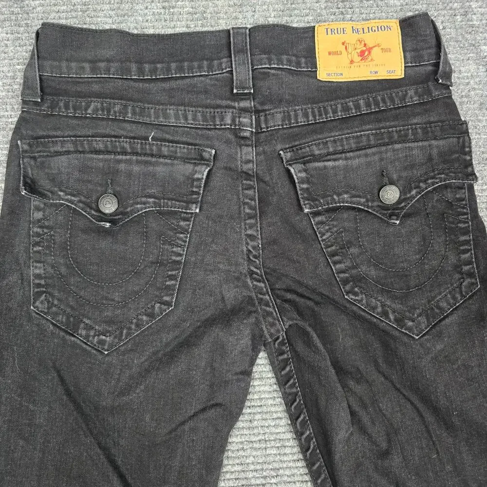 True Religion Ricky Flap SN Jeans Mens 32x32 Rinse Black Relaxed Straight Denim